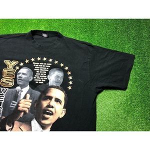 Vintage Barack Obama USA President Men's Short Sleeve Graphic Tee 4XL Black
